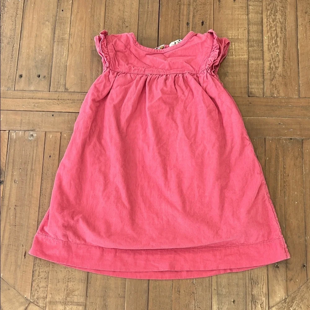 Mini Boden pink corduroy Ruffle dress 5-6 years